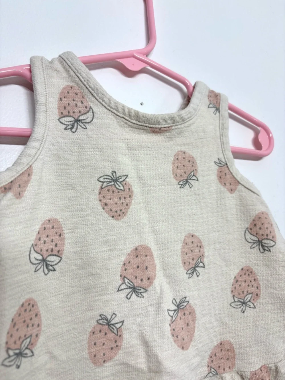 Carter’s 9M Strawberry Top - Baby Girl Ruffle Tank - Organic Cotton - Picture 2 of 7
